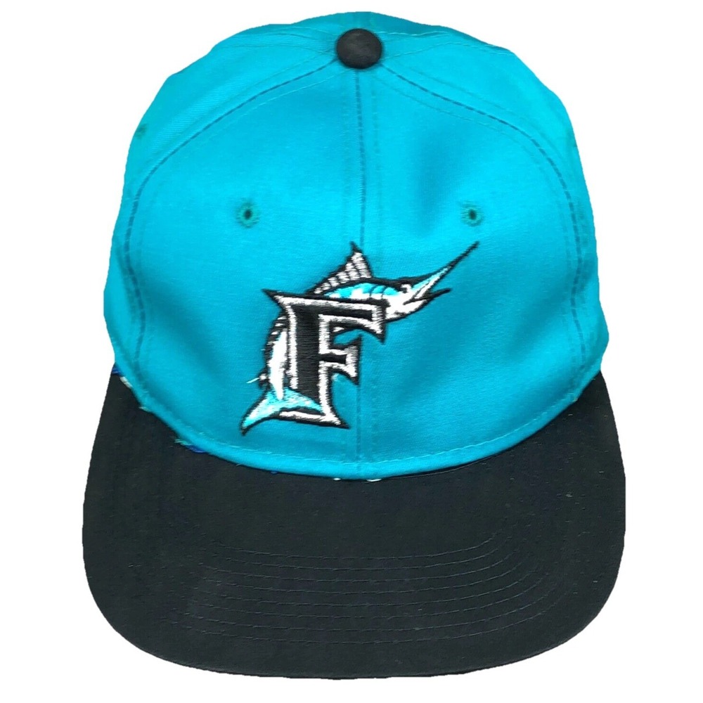 Vintage Florida Marlins Hat Cap Snap Back Blue Black Drew Pearson Y2K‎ 90s MLB